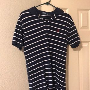 Polo blue with white stripes